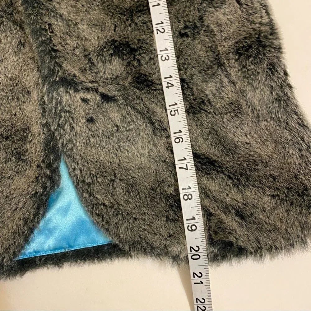 Hanna Andersson Faux Fur dark brown Vest blue liner 150 size 12